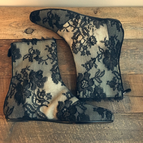 Rare Lace & Mesh Flat Boot Hidden Zip Boot Armani - Picture 8 of 8